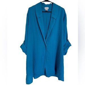 Soft Surroundings Gauze Jacket Topper Turquoise - Tunic Size XL